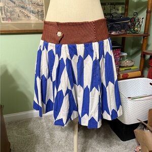 Vintage 2000’s Anthropologie Blue and White A-Line Skirt